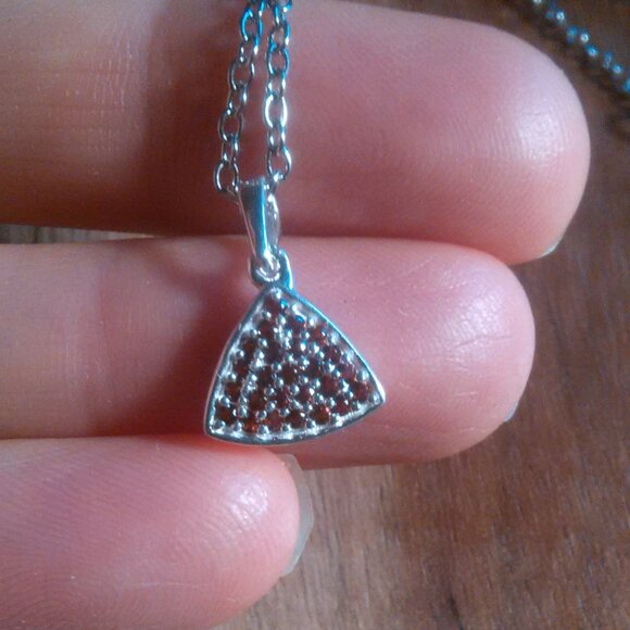 Mozambique Garnet Sterling Silver Pendant Stainless Steel Necklace - Picture 1 of 8